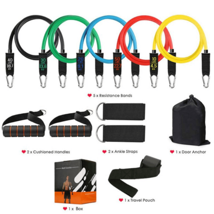 Set 5 Bandas Tubo Elásticas Fitness Funcional - Imagen 4
