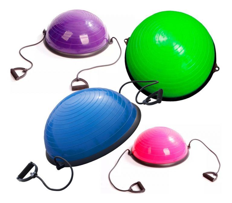Medio Balón Plataforma Ejercicios Bosu Con Bandas Inflador - Imagen 2