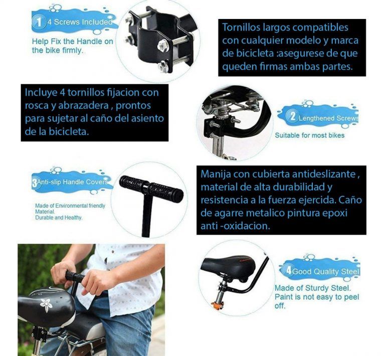 Agarre Metal Para Sillas De Niño En Bicicletas - Imagen 3