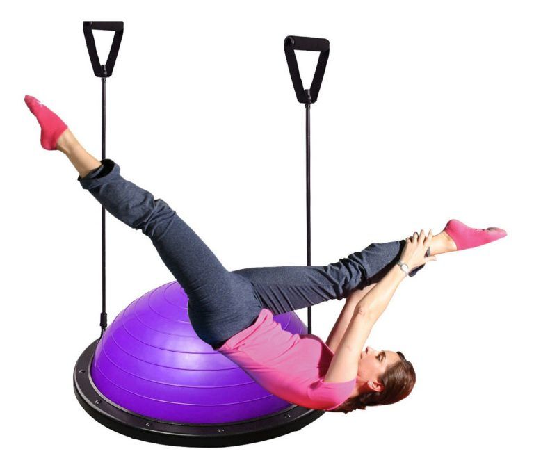 Medio Balón Plataforma Ejercicios Bosu Con Bandas Inflador - Imagen 3