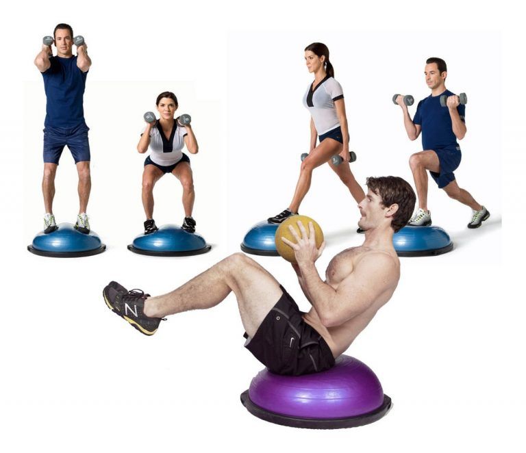 Medio Balón Plataforma Ejercicios Bosu Con Bandas Inflador - Imagen 4