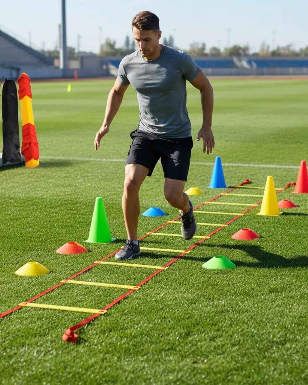 Set Entrenamiento 6 Conos 6 Platos Y Escalera
