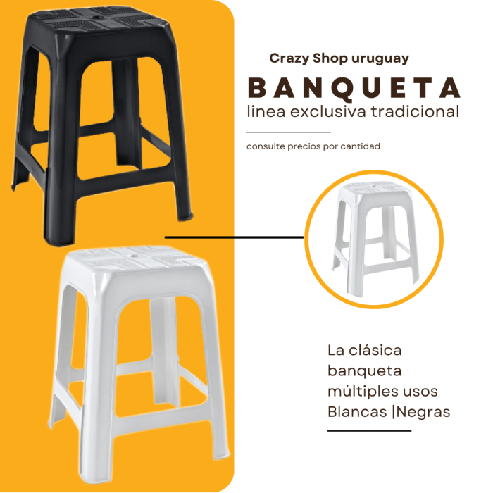 banqueta apilable negra o blanca"