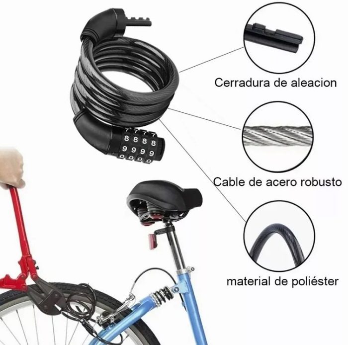 Tranca Candado 4 Combinaciones Para Bicicleta - Imagen 4