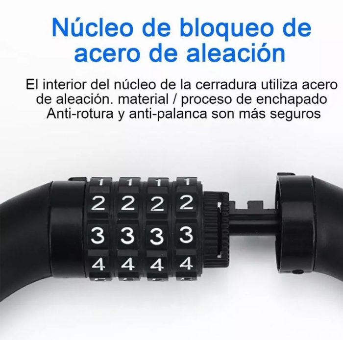Tranca Candado 4 Combinaciones Para Bicicleta - Imagen 3