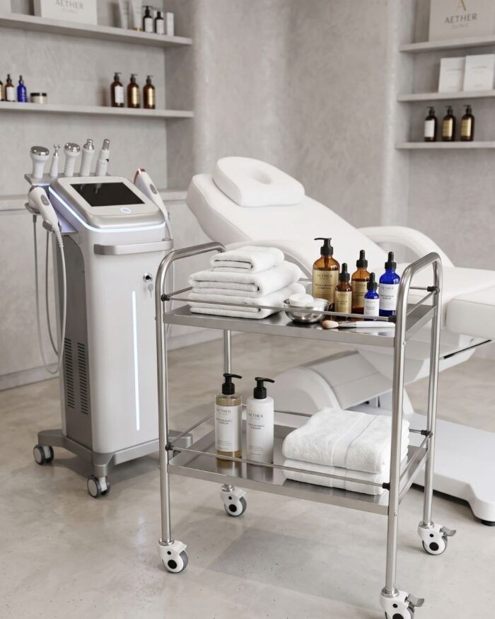 Carro Auxiliar Acero Inoxidable Para Estética 2 Bandejas - Imagen 2