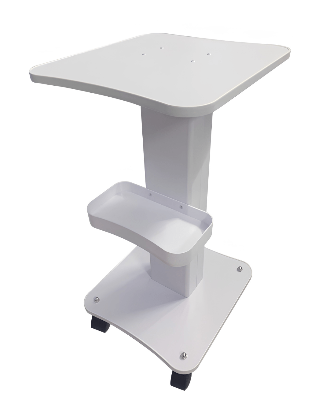 Mesa Madera Móvil Blanca Para Estética 2 Bandejas