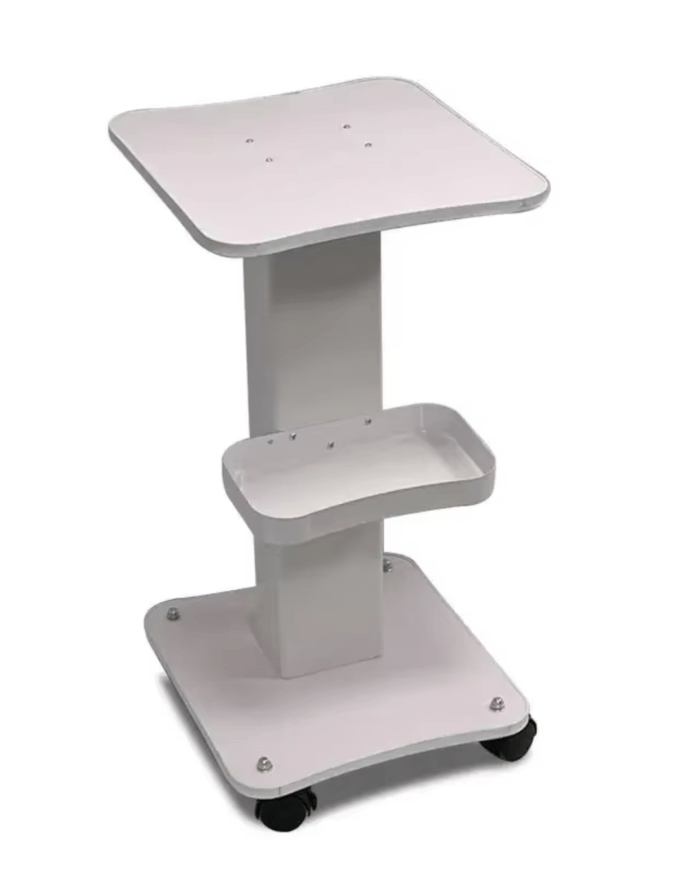 Mesa Madera Móvil Blanca Para Estética 2 Bandejas - Imagen 2