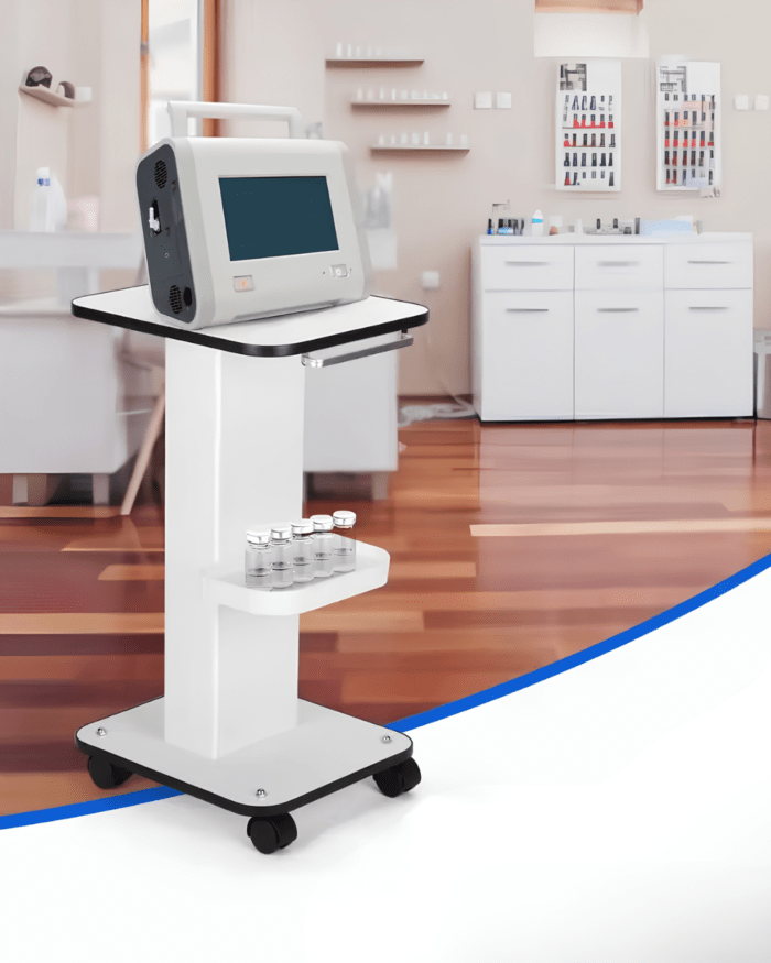 Mesa Madera Móvil Blanca Para Estética 2 Bandejas - Imagen 4