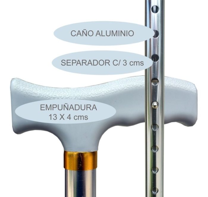 Bastón Cuatro Patas Aluminio Regulable Base Negra - Imagen 3