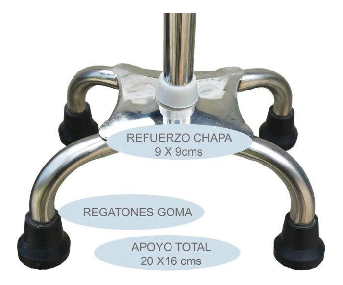 Bastón Cuatro Patas Aluminio Regulable Base Negra - Imagen 4