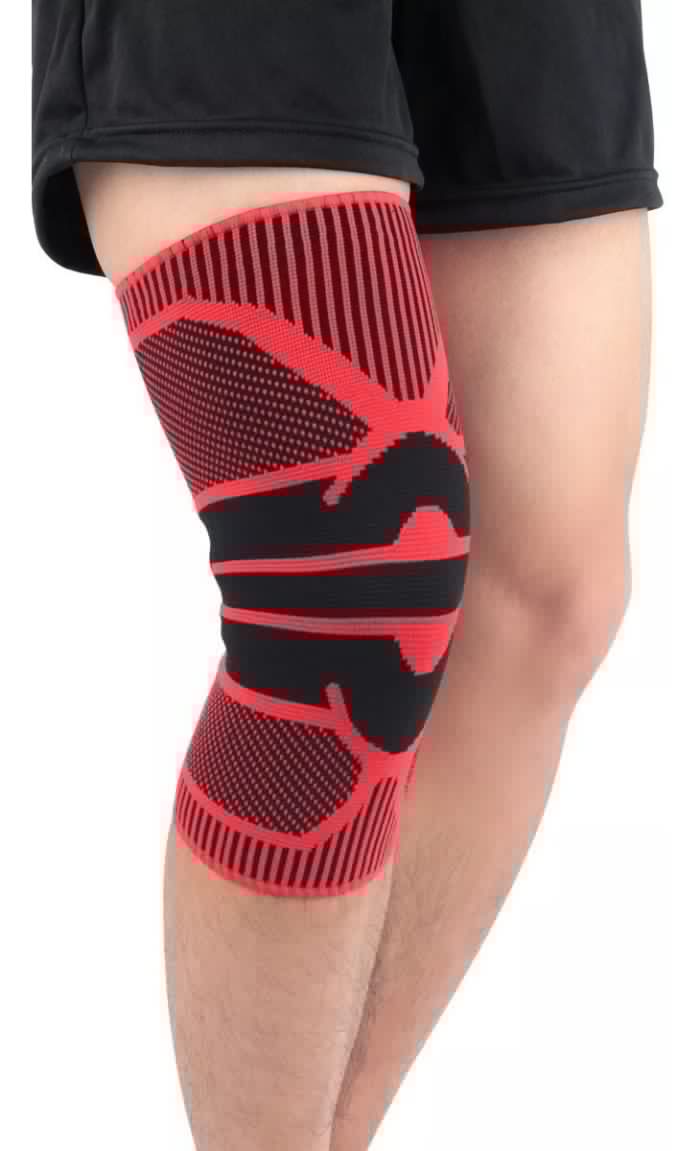 "rodillera deportiva elástica roja"