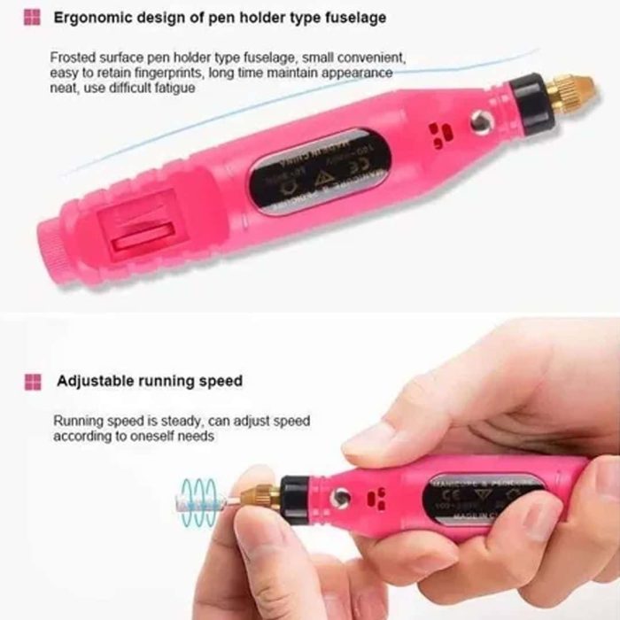 Torno Pulidor De Uñas Esculpidas Mini 3000Rpm + Fresas - Imagen 4