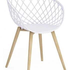 "silla comedor madera y pvc blanca"