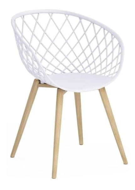 "silla comedor madera y pvc blanca"