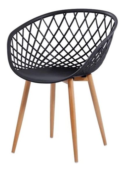 "silla comedor madera y pvc negra"