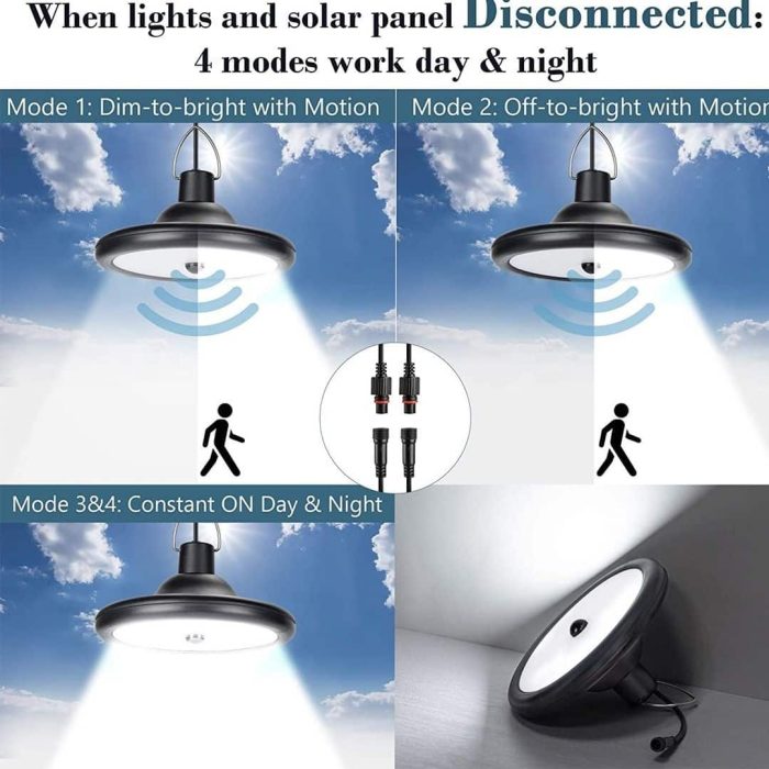 Lampara Solar Interior Colgante Doble Sensor Movimiento - Imagen 4