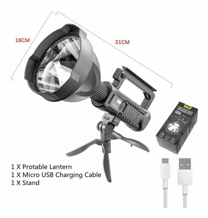 Foco Led Linterna Tipo Mulita Batería Rec. Litio Con Tripode - Imagen 2