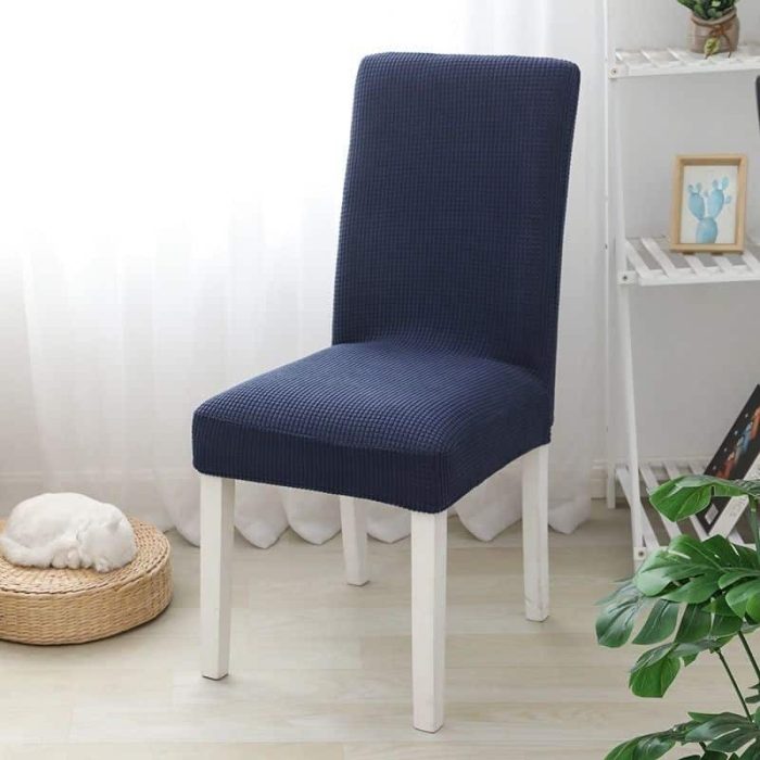 "funda silla en tela azul"