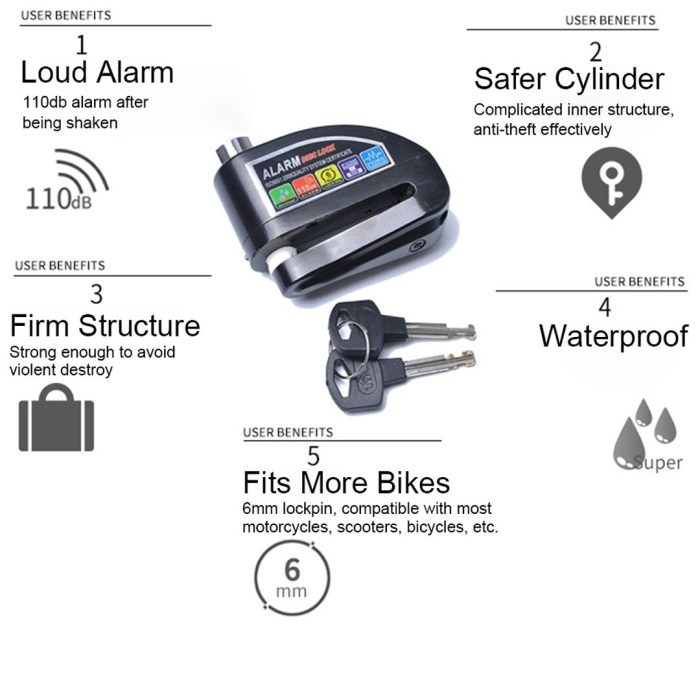 Tranca Para Freno De Disco Con Alarma - Imagen 4