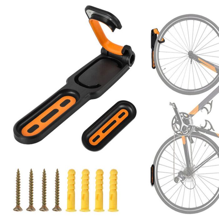 "gancho para colgar bicicleta en la pared naranja"