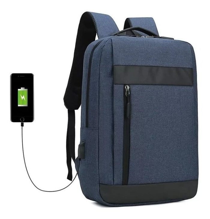 "mochila antirrobo azul elegante y discreta"