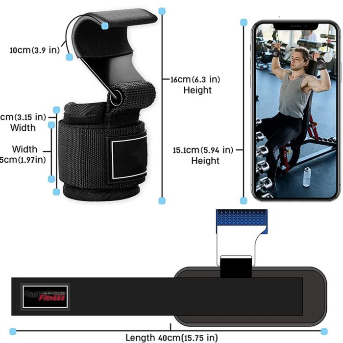 Muñequera Con Gancho Straps Para Levantamiento Pesas - Imagen 3