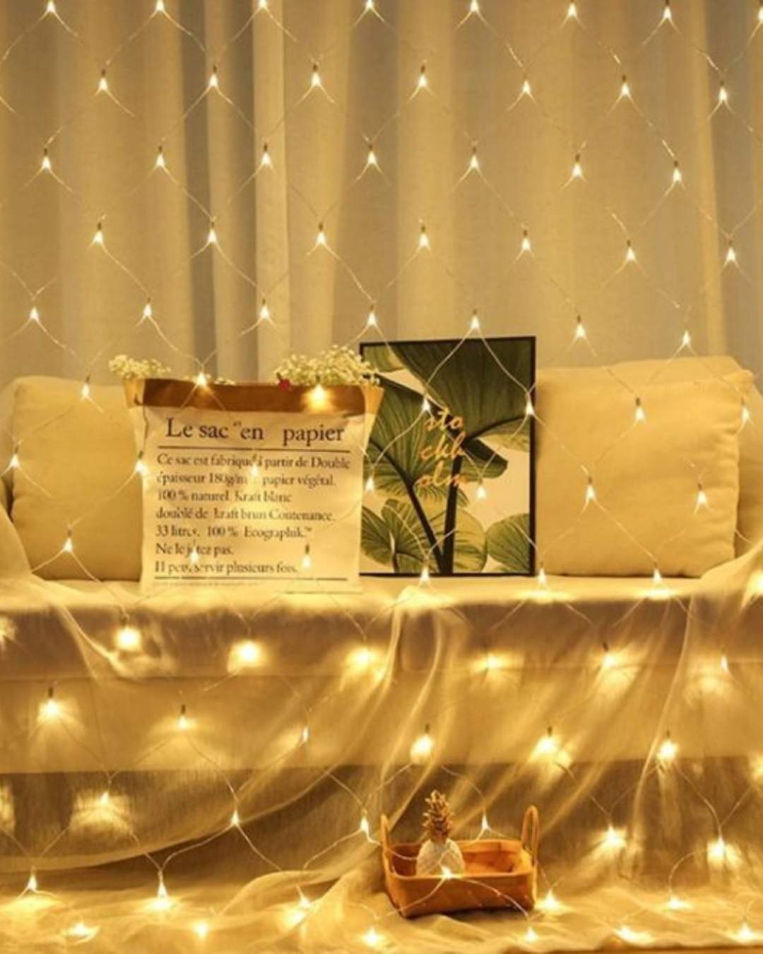 Malla De Luces Led Entera Cálida Extensible