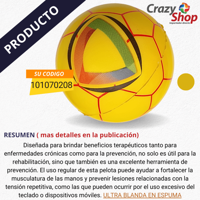 "pelota liviana de espuma para mano"