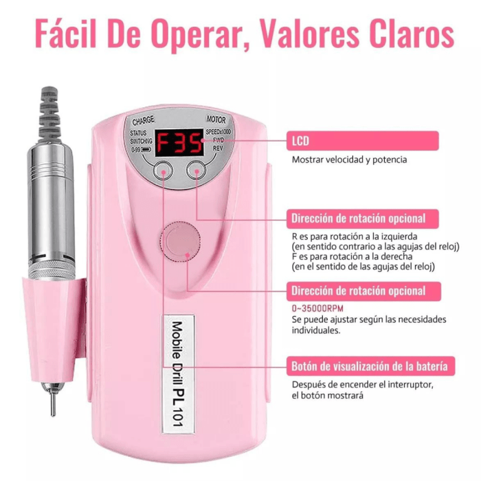 Torno Inalámbrico Profesional 30000 Uñas Manos Pies - Imagen 7