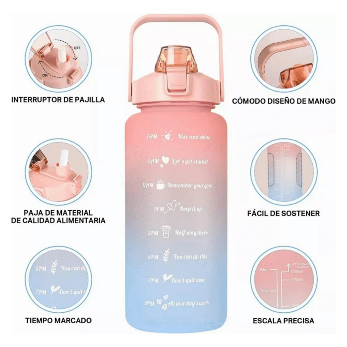 Botella de Agua Deportiva 2 L Diseño Motivacional - Imagen 5