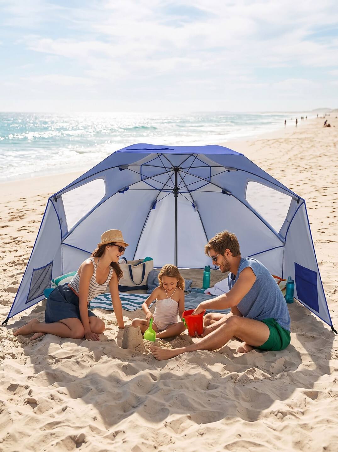 Sombrilla Carpa 2,4m + Acc Filtro Uv50 Playa Camping