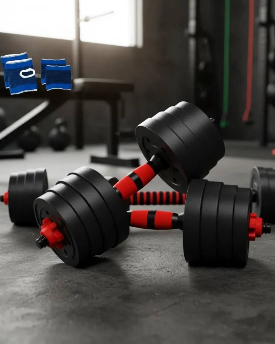 Set de Mancuernas Ajustables 20 kg con Barra Armable
