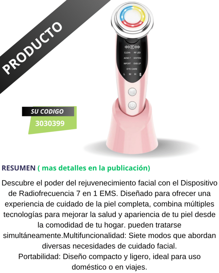 Radiofrecuencia Facial Portátil EMS con Iones y LED - Imagen 2