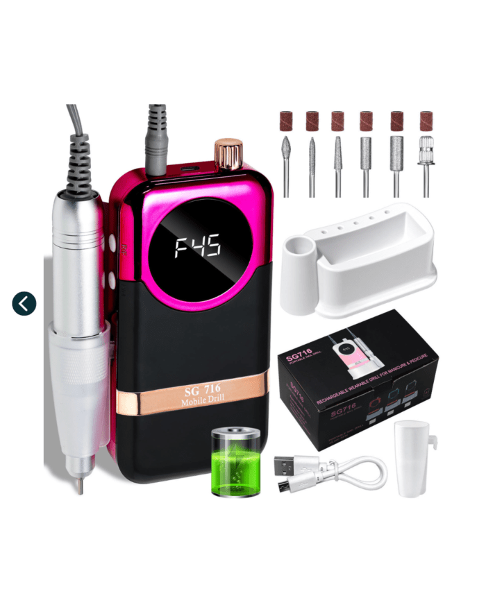 Torno De Uñas Profesional 45000 RPM Recargable - Crazy Shop - Imagen 4