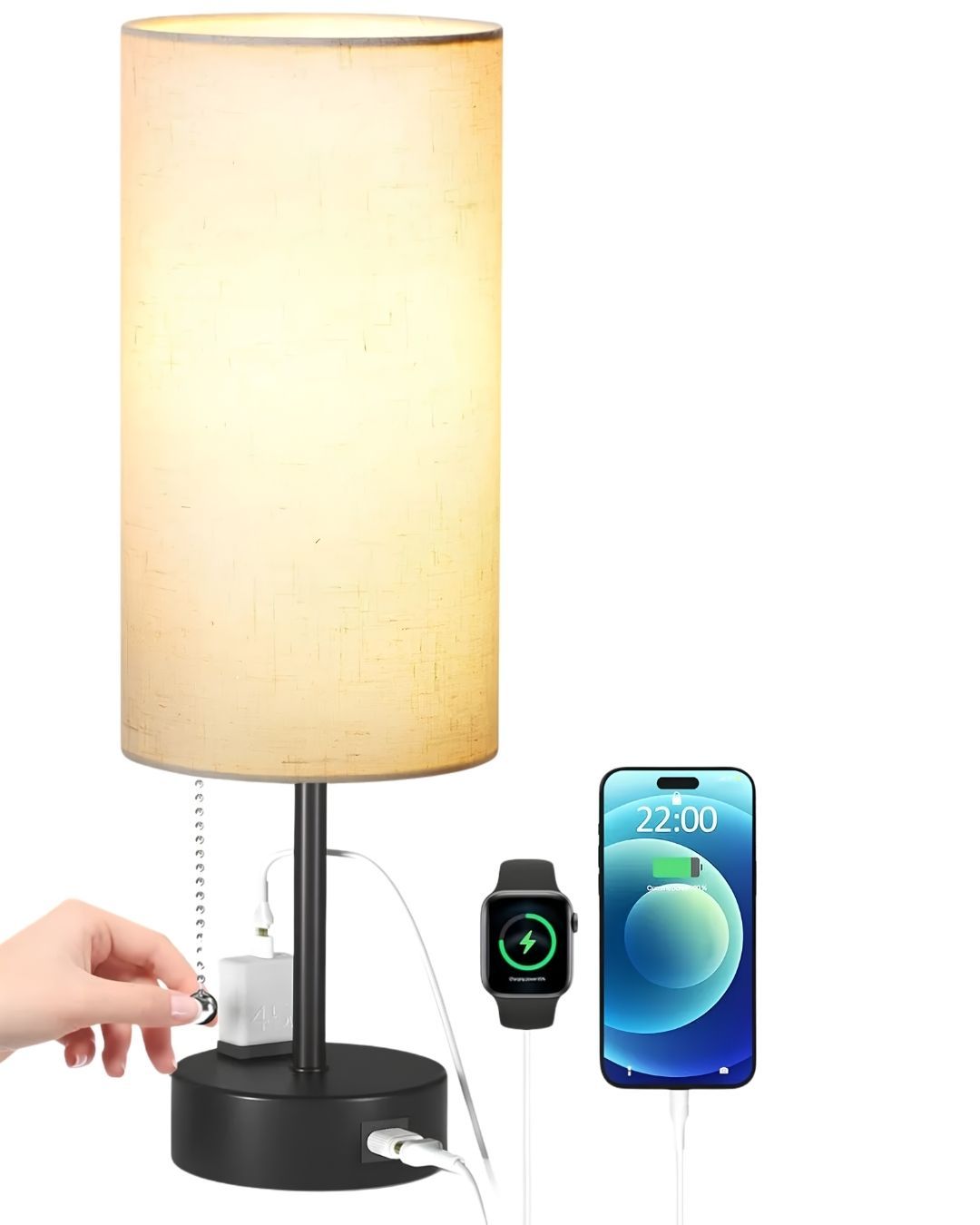 Lámpara de Escritorio Portátil con USB Doble