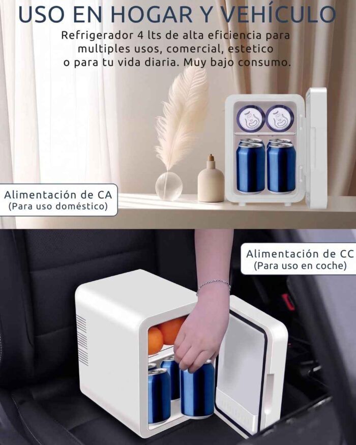 Mini Heladera Estética Con Espejo LED Para Cosméticos - Imagen 4