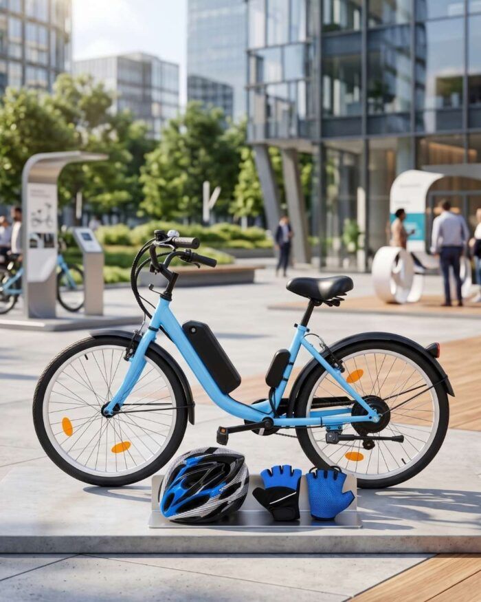 Bicicleta eléctrica asistida rodado 26 color celeste