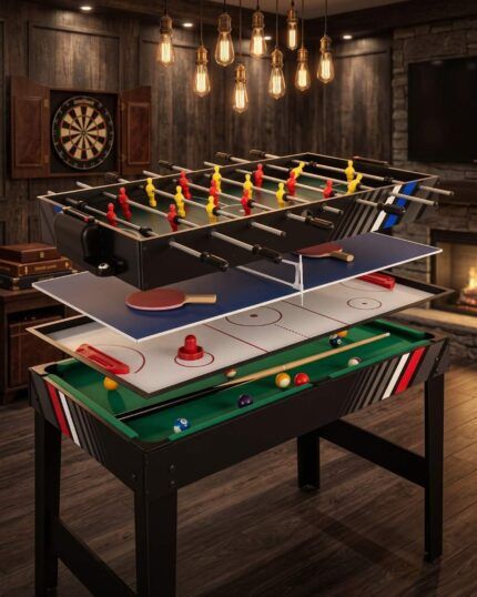 Mesa multijuego para diversión familiar 4 en 1