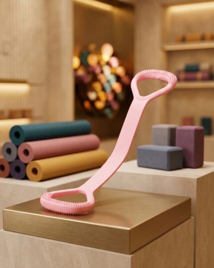 Banda elástica con asas para yoga color rosa