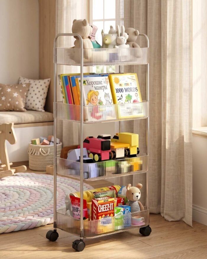 Carrito organizador con ruedas de 4 niveles en el living