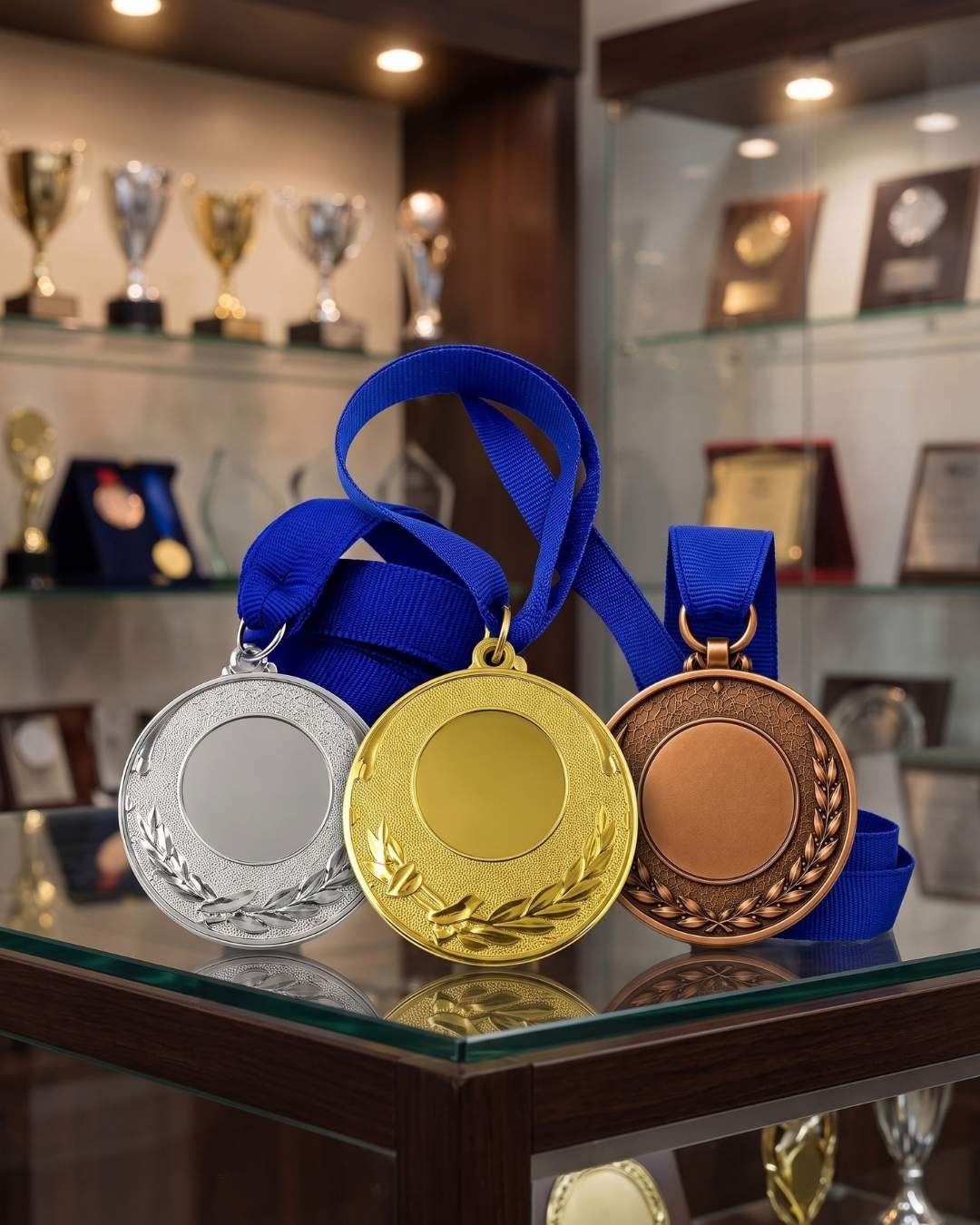 Medalla de premiación de hierro con cinta en oro, plata y bronce