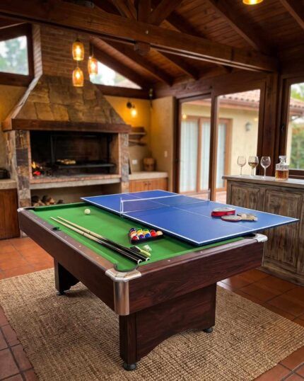 Mesa de pool y ping pong con accesorios
