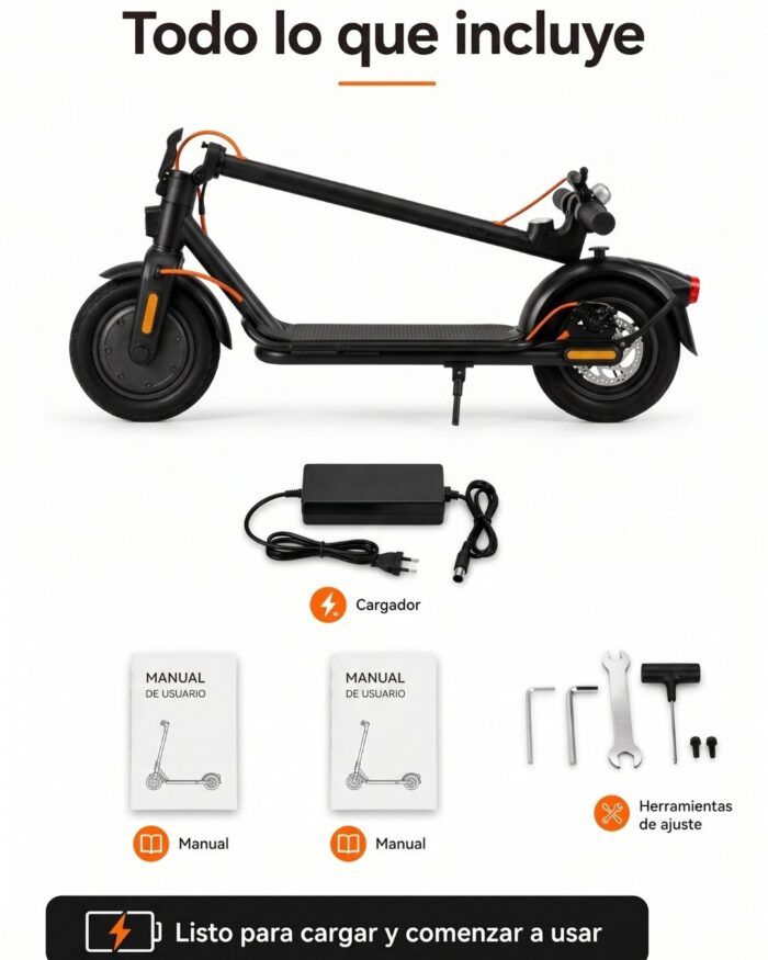Cargador, manuales y herramientas incluidas