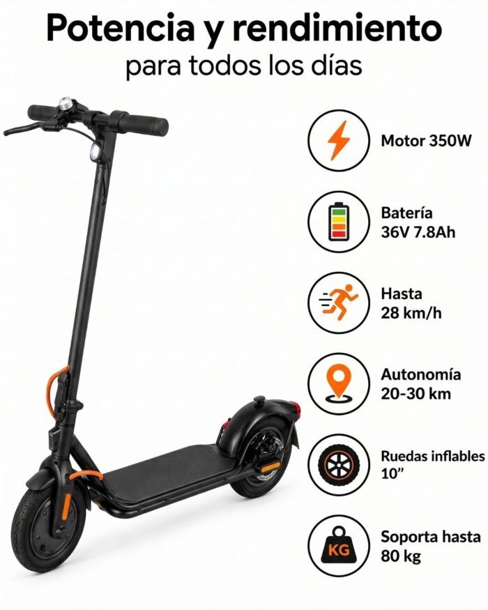 Monopatín eléctrico plegable 350W de perfil