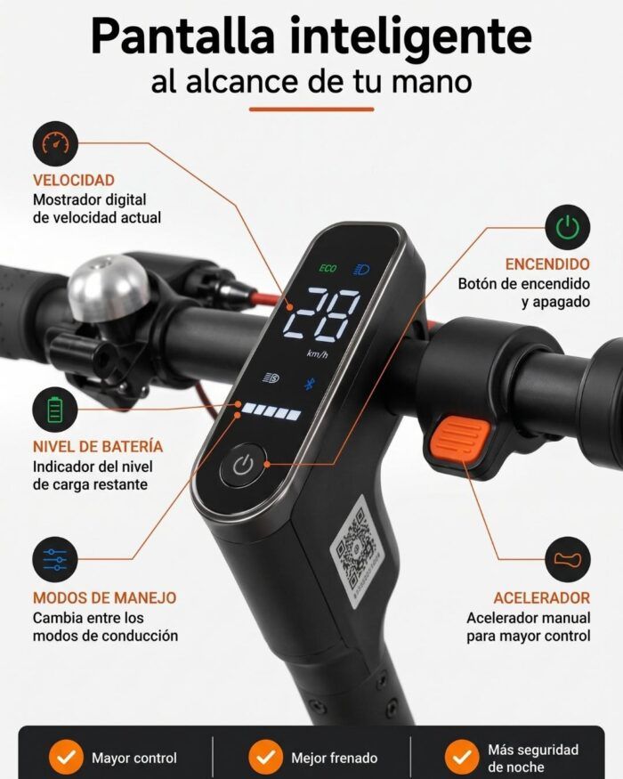 Pantalla y comandos en el manubrio