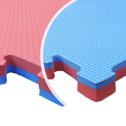 Piso tatami goma EVA encastrable azul y rojo