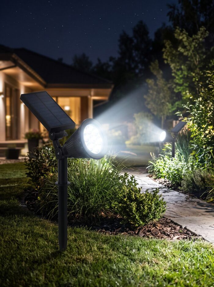 Foco solar con estaca para jardín de luz fría