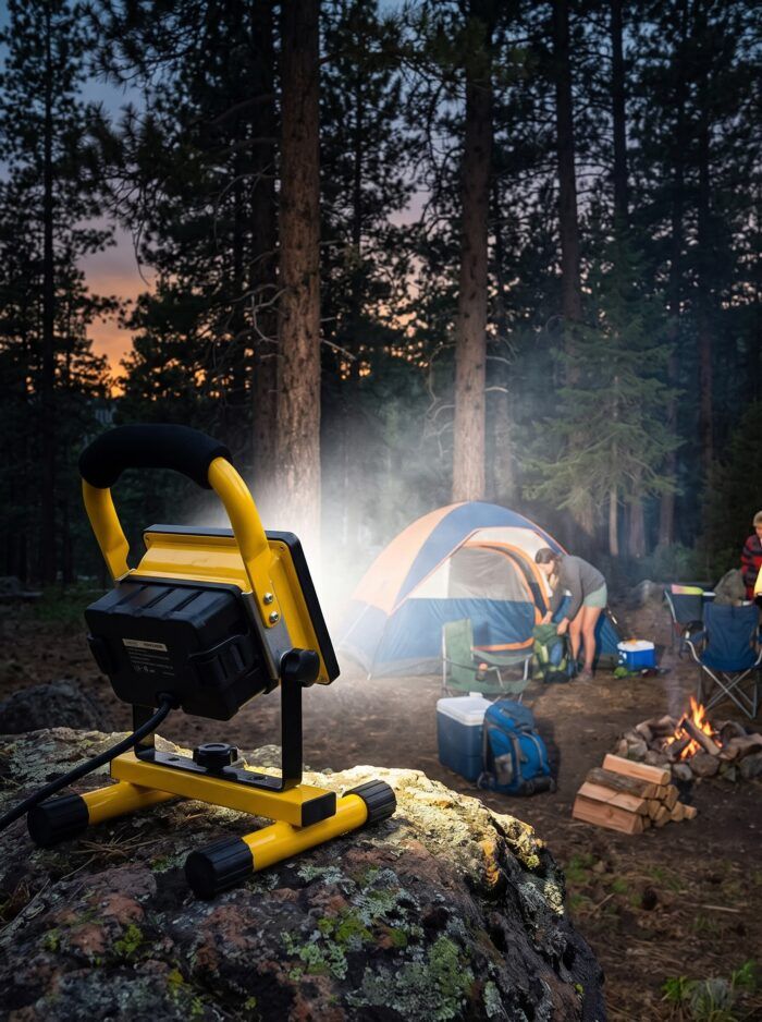 Reflector portátil recargable en un camping