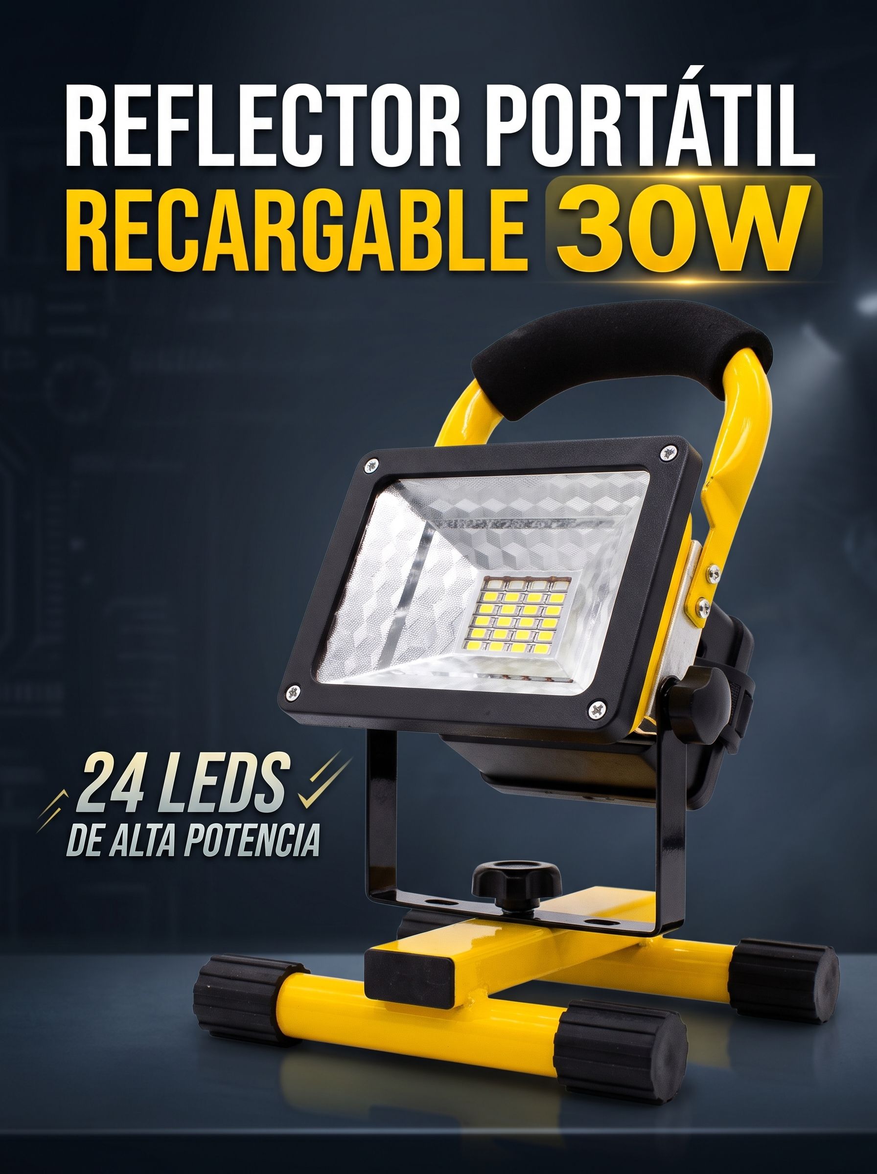 Foco led recargable 30W con 24 LEDs